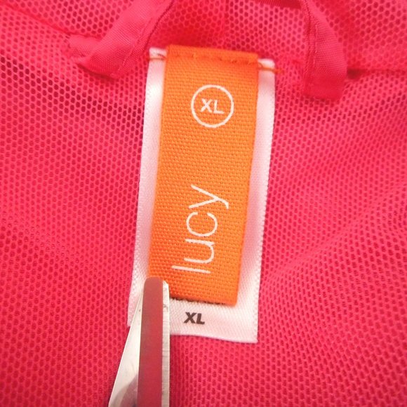 Lucy Hooded Light Jacket Women's Size XL Deep Pink Ruffled Trim Full Zip - Picture 5 of 10